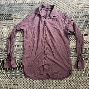 Men’s Hammer Made Long Sleeve Button Down Shirt in Maroon, Neck 15.5 Sleeve 39